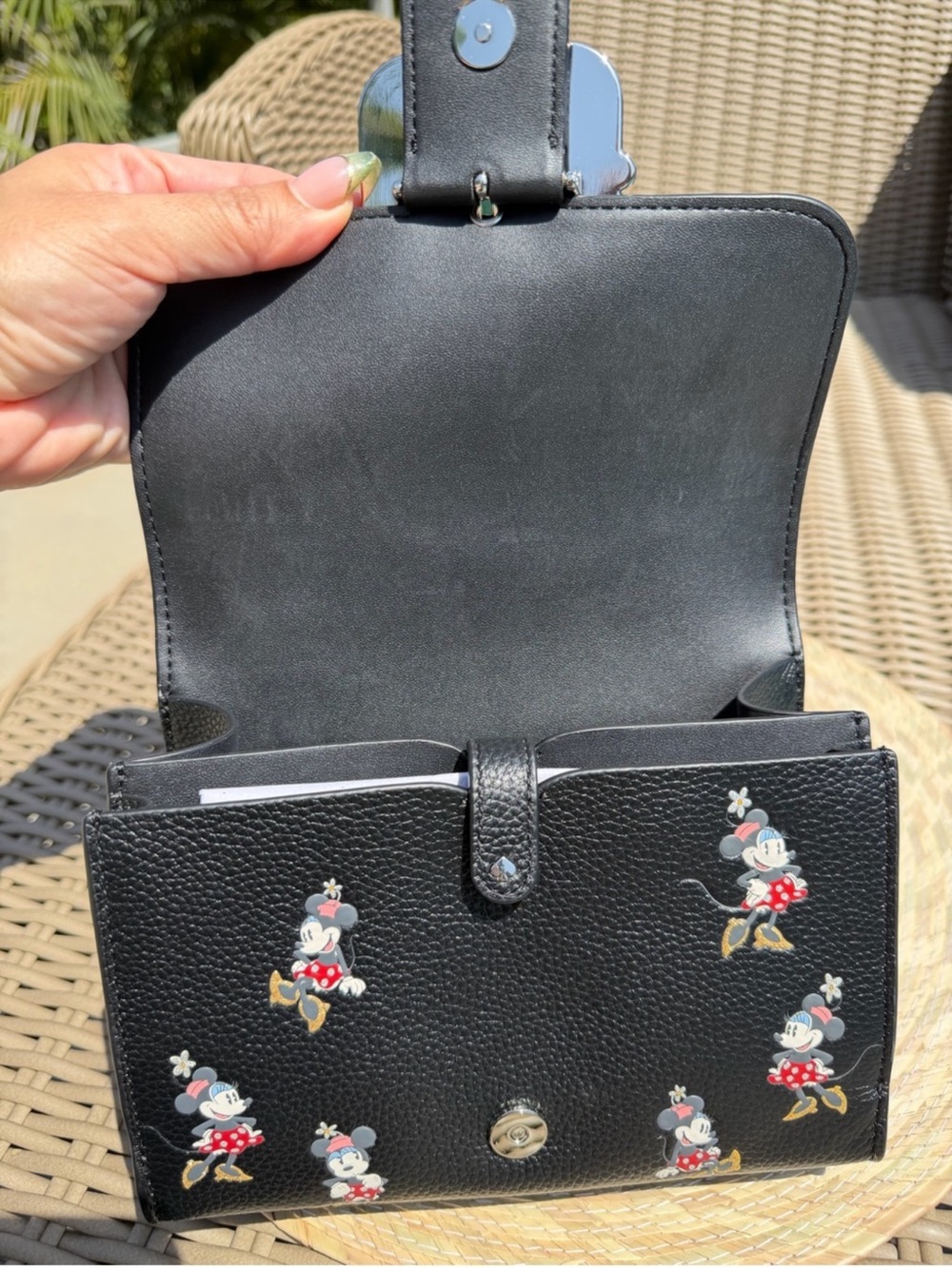 kate spade x Disney Black Minnie Mouse Pearl-Embellished Top-Handle Mini Bag - Picture 11 of 13